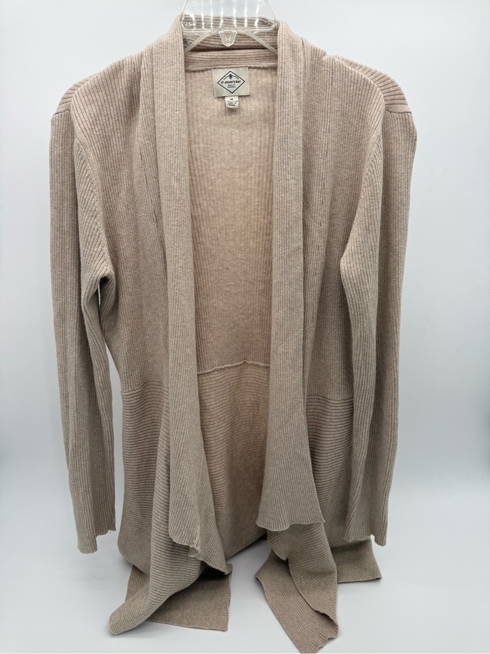 St John’s Bay Beige Open-Front Women's Cardigan Sweater